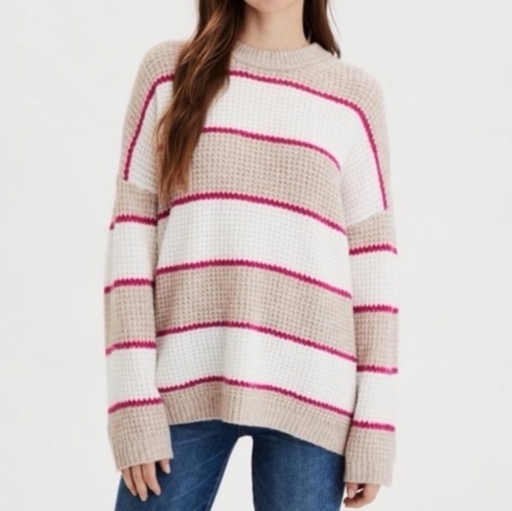 American eagle outfitters stripe long sleeve pullover sweater